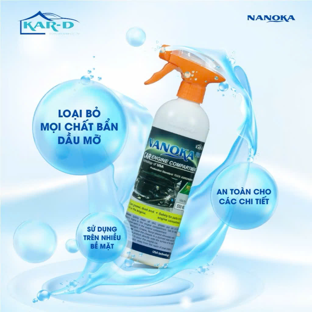 Dung dịch vệ sinh khoang máy, chi tiết, động cơ Nanoka